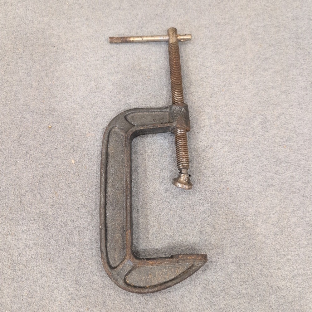 Vintage 5 Inch Cast Iron C-Clamp Industrial Woodworking Metalworking Hand Tool - Picture 1 of 3